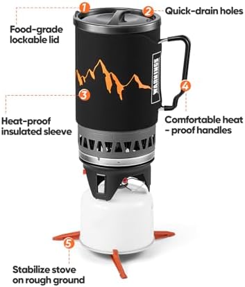 Odoland 1.4L Heat Exchanger Camping Stove Outdoor Camping Cookware