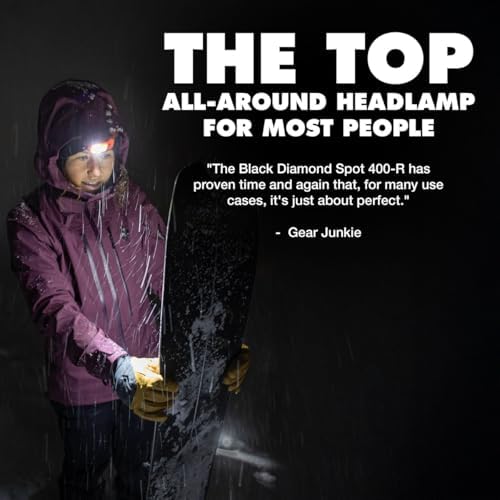 BLACK DIAMOND Spot 400-R Headlamp, Rechargeable, Dimmable, Bright, Graphite