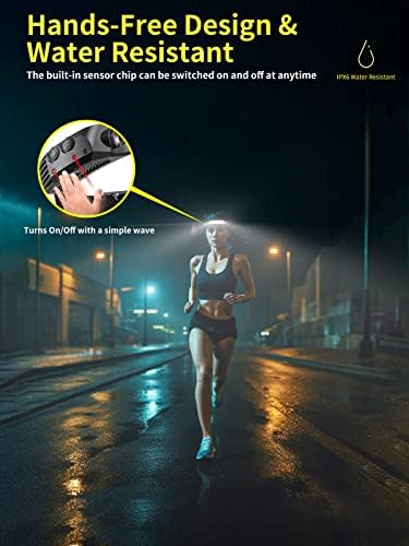 Smiling Shark Integrated LED Headlamp, 230°Wide Angle 3 White Light Strips Waterproof Headlight with Sealed Non-Removable Built-in Battery for Outdoor Night Work