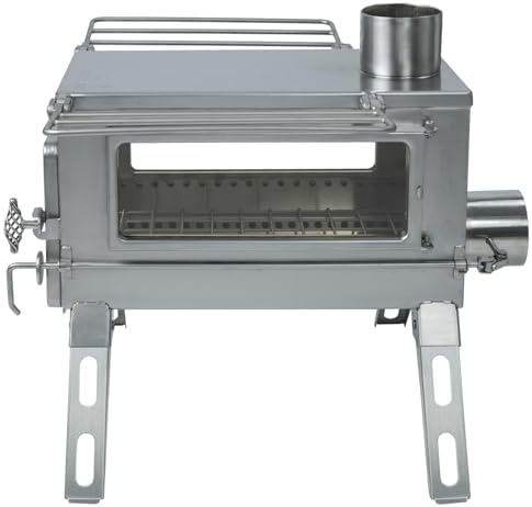 Winnerwell Nomad PLUS M-Sized Hot Tent Stove, Wood Burning Tent Stove with External Air Intake, Double View Windows & Secondary Combustion, AISI 304 Stainless Steel Camping Wood Stove