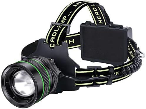 2000LM Super Bright LED Rechargeable Headlamp, Zoomable Head lamp with 5 Lighting Modes, 90° Adjustable & IP67 Waterproof for Camping | Hiking | Climbing | Fishing | Hunting | Auto Repair