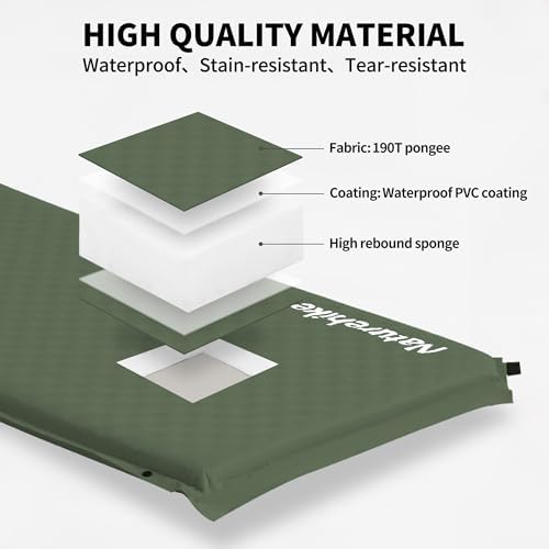 Naturehike Connectable Self Inflating Sleeping Pad, 2.36" Memory Foam Camping Pad, Backpacking Camping Mattress Pad for Tent, Travel, Car, Hammock