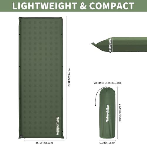 Naturehike Connectable Self Inflating Sleeping Pad, 2.36" Memory Foam Camping Pad, Backpacking Camping Mattress Pad for Tent, Travel, Car, Hammock