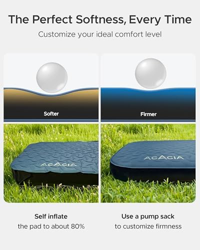 Acacia 4" Thick Self Inflating Sleeping Pad with Foam, Innovative Y-Shaped Telescopic Structure, Ultraportable Camping Air Mattress with Pump Sack, Easy Roll Up Sleep Bed for Travel Tent Car