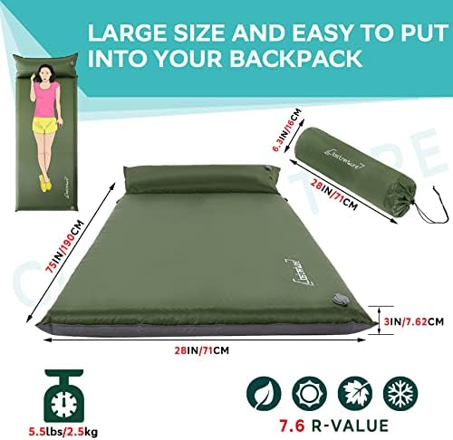 Clostnature 3in Lightweight Self Inflating Sleeping Pad for Camping