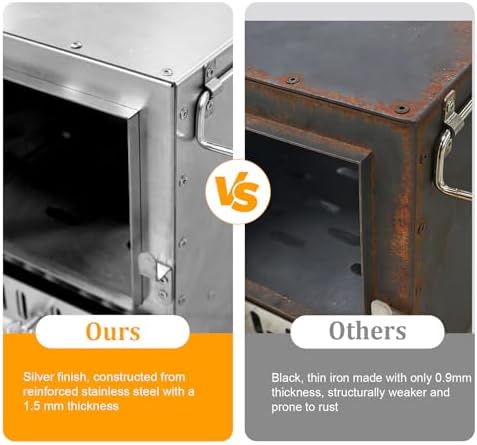 unho Stainless Hot Tent Stove： Prevent rusting 15in with 6 Chimney Pipes