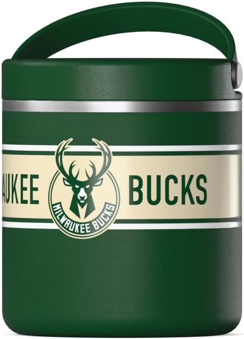 Hydrapeak x NBA Officially Licensed Milwaukee Bucks 25oz Stainless Steel Vacuum Insulated Thermos Food Jar with Handle, Wide Mouth Leak-Proof Soup Thermos for Adults, 10 Hours Hot and 16 Hours Cold