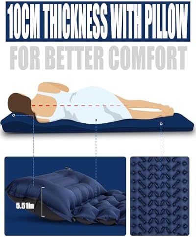 AKSOUL Sleeping Pad for Camping Mat: Self-Inflating Ultralight & Compact Air Mattress Lightweight Inflatable Pad for Camping Hiking Backpacking Blue