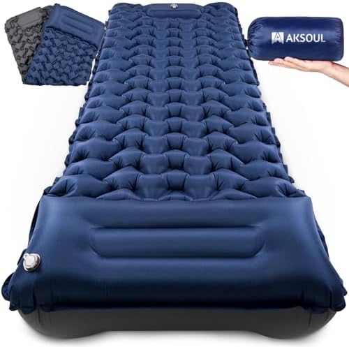 AKSOUL Sleeping Pad for Camping Mat: Self-Inflating Ultralight & Compact Air Mattress Lightweight Inflatable Pad for Camping Hiking Backpacking Blue