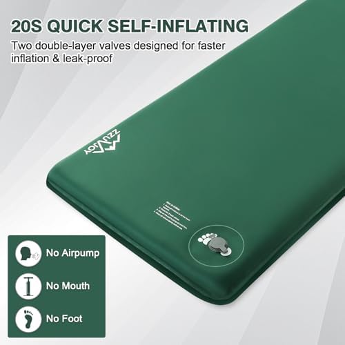 Memory Sleeping Pad, 3.1" Ultra-Thick Foam Sleeping Mats for Camping, 9.5 R-Value Insulated Self Inflating Sleeping Pad with Pillow, Camping Mattress Pad for Car Travel Tent