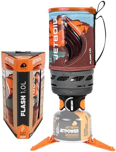 Jetboil Flash Portable Fast Boil Stove for Camping and Backpacking with 1-Step Auto Ignition, Propane/Isobutane Burner with Cooking Cup