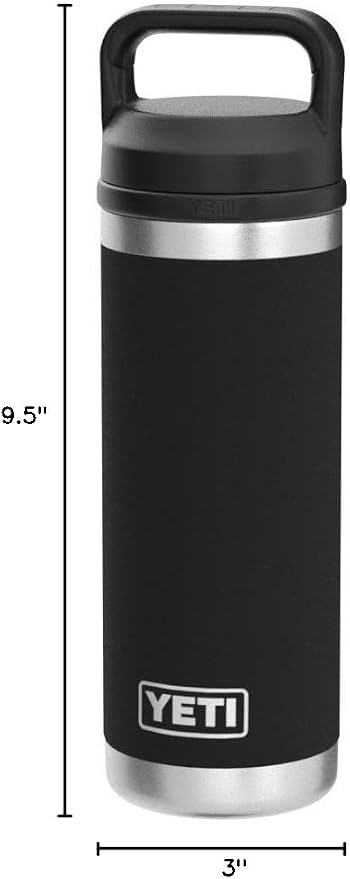 YETI Rambler 18 oz Bottle, Vacuum Insulated, Stainless Steel with Chug Cap, Black