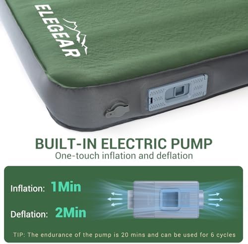 Elegear Air & Foam Self Inflating Sleeping Pad 4" Built-in Electric Pump