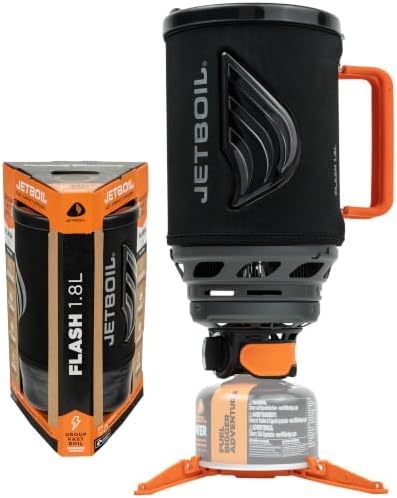 Jetboil Flash Portable Fast Boil Stove for Camping and Backpacking with 1-Step Auto Ignition, Propane/Isobutane Burner with Cooking Cup