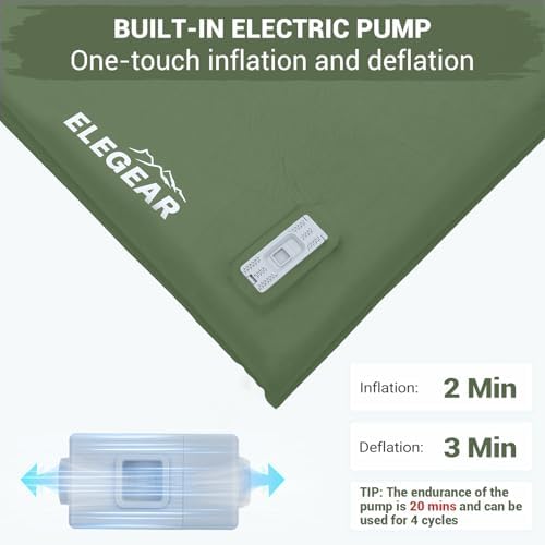 Elegear Self Inflating Sleeping Pad with Electric Pump Memory Foam, Queen