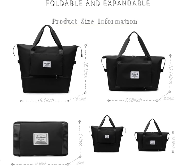 Large Capacity Foldable Travel Bag, Expandable lightweight Carry on Bag