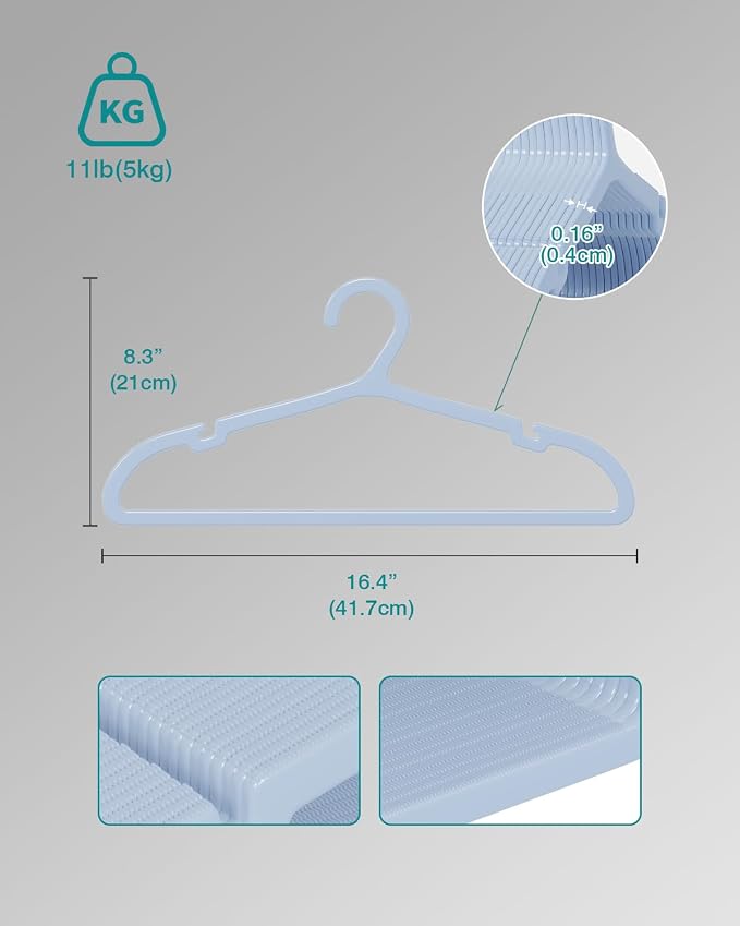50 Pack Clothes Hangers, Non Slip Plastic Coat Hangers, Space Saving Hangers