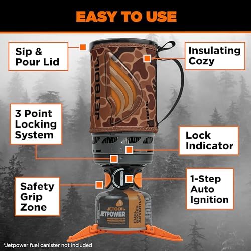 Jetboil Flash Portable Fast Boil Stove for Camping and Backpacking with 1-Step Auto Ignition, Propane/Isobutane Burner with Cooking Cup