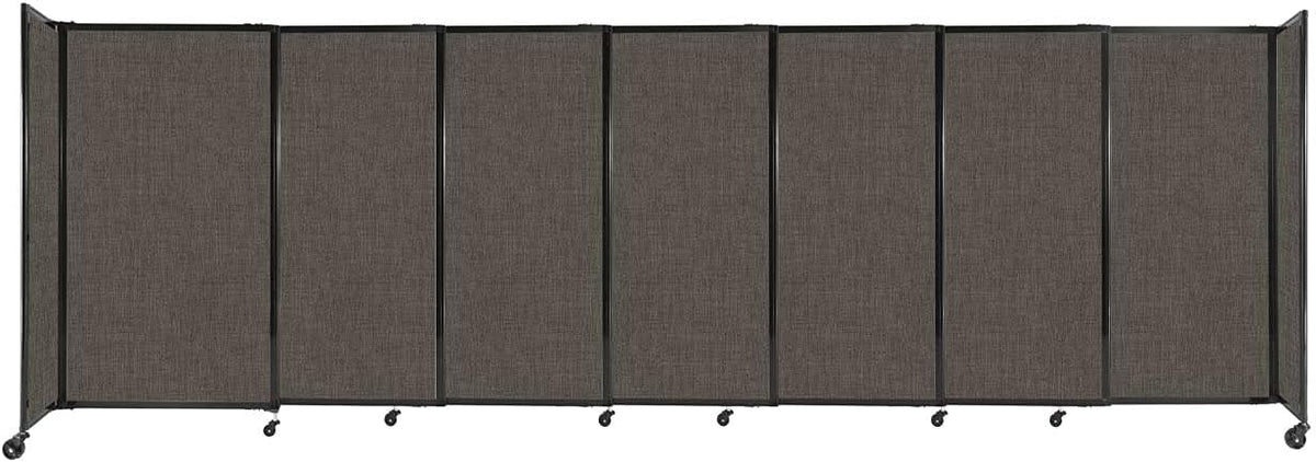 Versare Straightwall Sliding Portable Wall Partition | Freestanding Office Dividers | Locking Wheels | Temporary Room Separator | 15'6" Wide x 5' Tall Mocha Fabric Panels