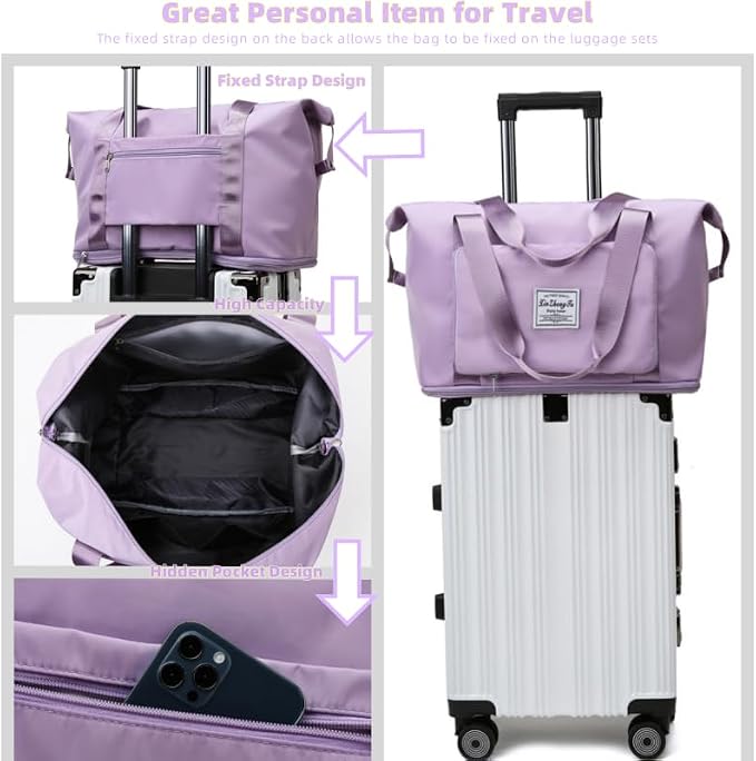 Large Capacity Foldable Travel Bag, Expandable lightweight Carry on Bag