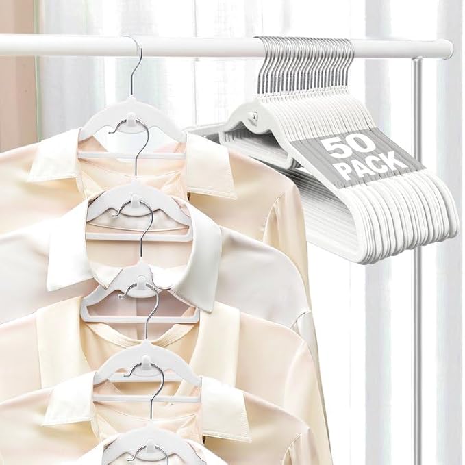 Velvet Felt Stackable Hangers 50 Pack, Non Slip,