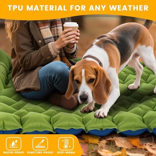 2 Pack 4-Inch Camping Sleeping Pads with Foot Pump and Pillow