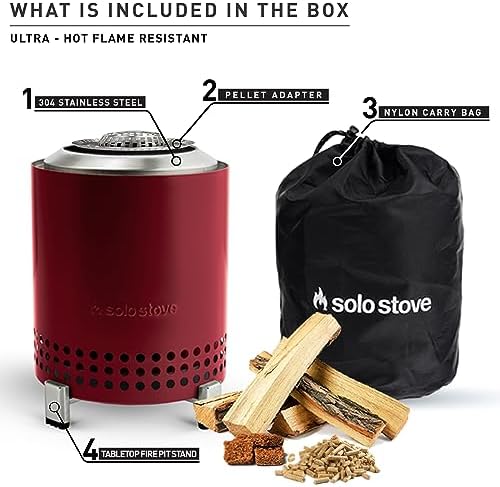 Solo Stove Mesa, 5.1 Inch Tabletop Fire Pit with Stand - Smokeless, Stainless Steel Fire Pit for Camping, Outdoor & Patio- Wood Burning or Pellet Fueled Portable Bonfire, 1.4lbs, Ash