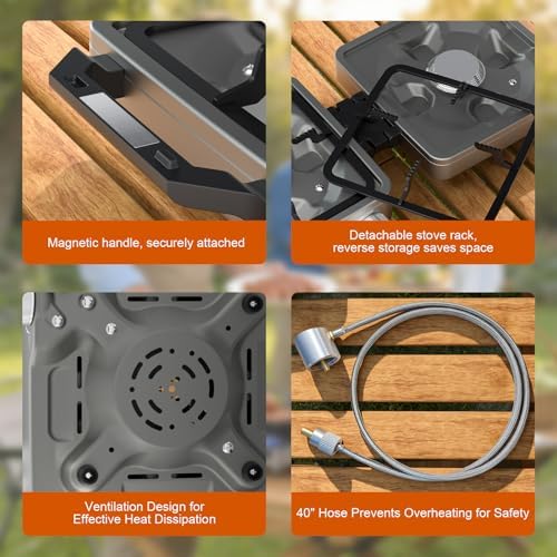 27000 BTUs 2 Burner Folding Camp Stove, Propane Gas Stove for Camping