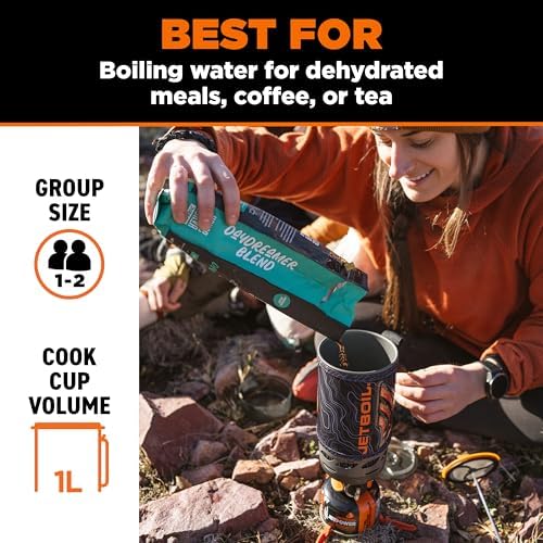 Jetboil Flash Java Portable Fast Boil Stove and Coffee Press for Camping and Backpacking, 1-Step Auto Ignition, Propane/Isobutane Burner