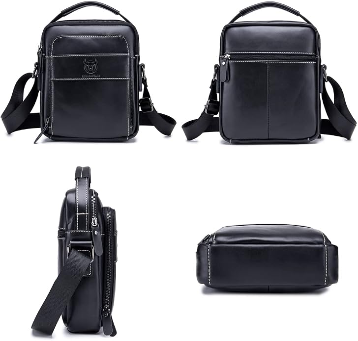 KPYWZER Genuine Leather Shoulder Bag Small Men Messenger Pack Handbag Sling