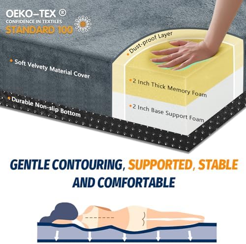 CYMULA Memory Foam Camping Mattress Pad, CertiPUR-US Sleeping Mat, Portable Roll Up Mattress for Adults, Camping Bed Pads for Sleepover, Car Bed with Travel Bag
