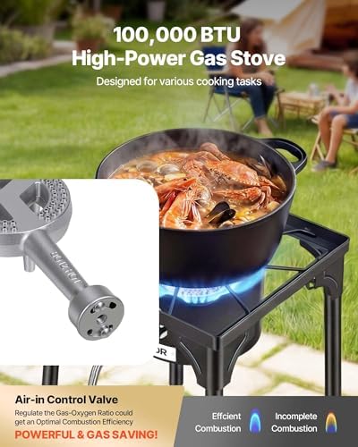 VEVOR 1 Burner Outdoor Propane Gas Stove, Propane LPG Gas Camping Stove,
