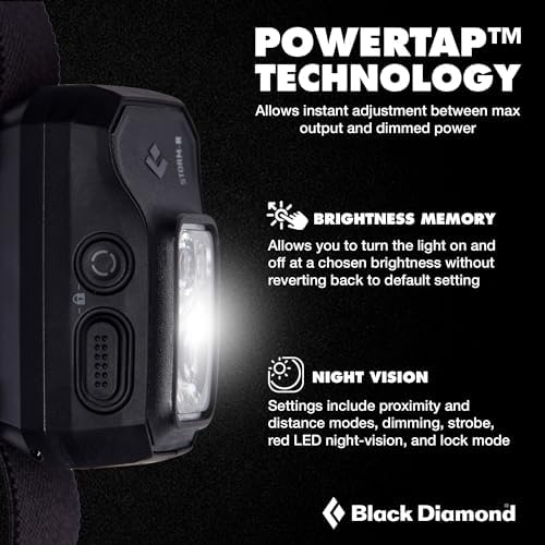 BLACK DIAMOND Storm 500-R Headlamp, Rechargeable, Dimmable Bright, BD Black