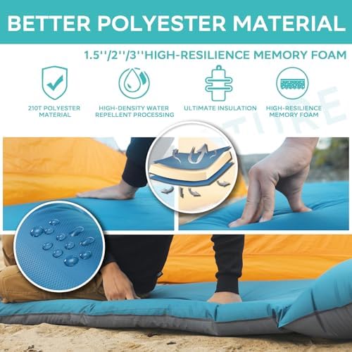 Clostnature 3in Lightweight Self Inflating Sleeping Pad for Camping