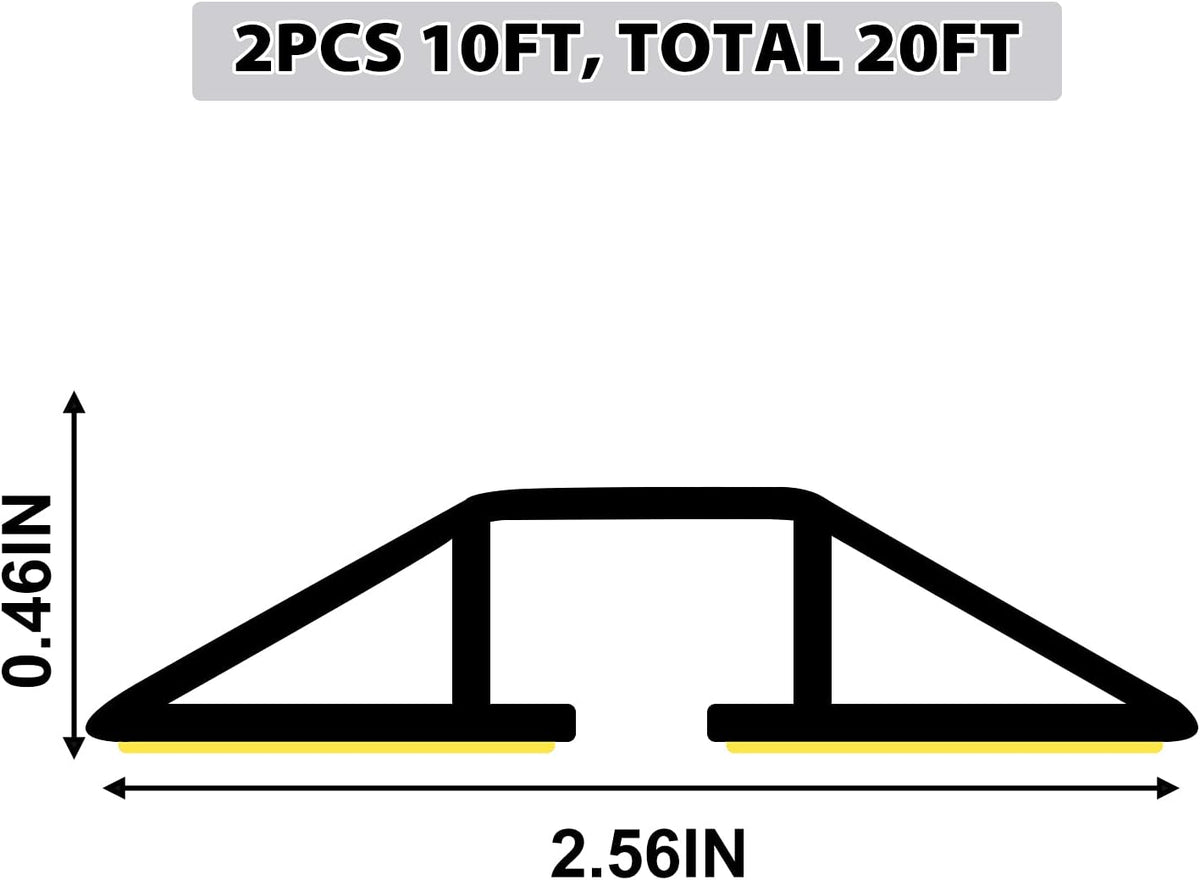 20Ft Cord Cover Heavy Duty Cable Protector 3 Channels Contains Cords Cables and Wires Easy to Unroll-Conceal Wires of Home Office Workshop Concerts or Other Outdoors Surround (Gray-2PCS 10Ft)