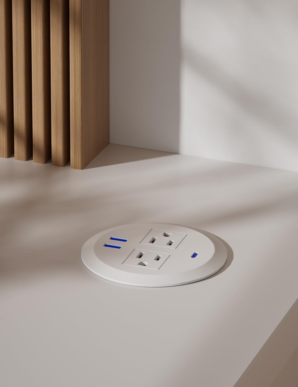 3 Inch Power Grommet,10ft Cord,20W USB C Fast Charging Station,3 USB Ports,Flush Mount.Round Recessed Power Center Desk Hole Grommet Outlet for Workspace,Couch,White