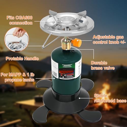 Camping Stove Propane, Portable Backpacking Cooker with Single Burner