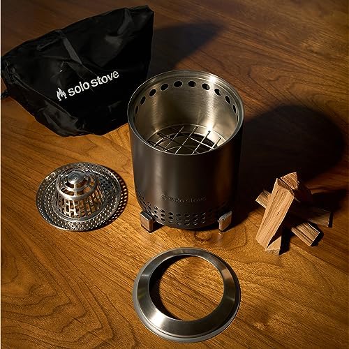 Solo Stove Mesa, 5.1 Inch Tabletop Fire Pit with Stand - Smokeless, Stainless Steel Fire Pit for Camping, Outdoor & Patio- Wood Burning or Pellet Fueled Portable Bonfire, 1.4lbs, Water