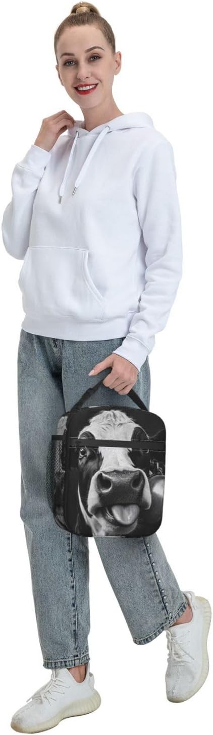 Cow Insulated Lunch Box for Women Men Cow Lunch Bag for Travel, or Fishing