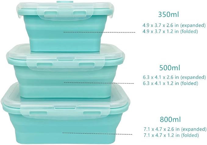 CARTINTS Silicone Collapsible Food Storage Containers-Prep/Storage Bowls