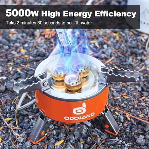 Odoland 5000W Portable Camping Stove Lightweight Camp Stove Collapsible Backpacking Stove with EVA Box for Outdoor Camping Cooking Hiking and Picnic