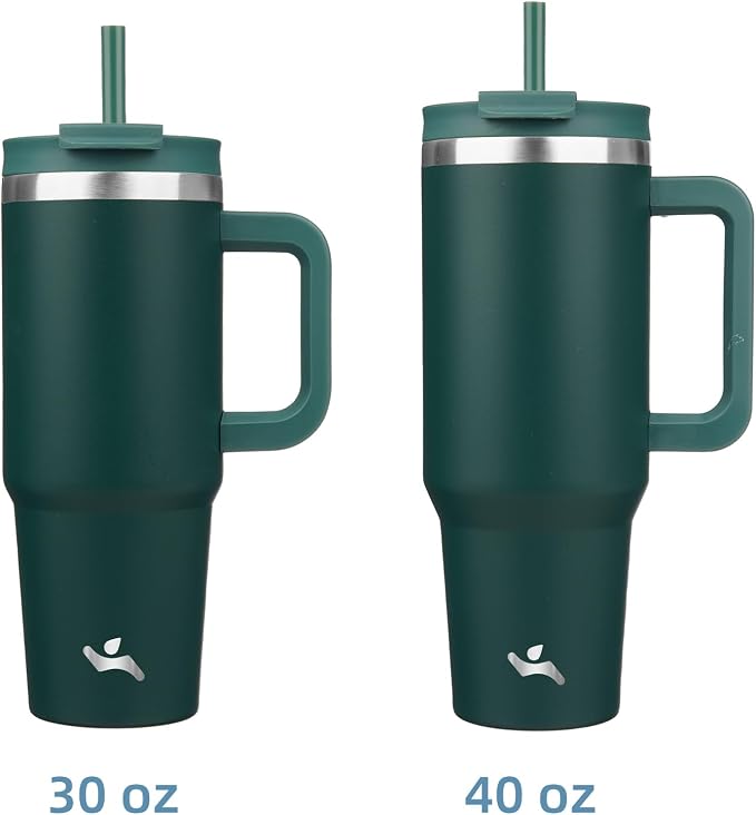 30 oz Tumbler with Handle and 2 Straws, 2 in 1 Lid Insulated Water Bottle