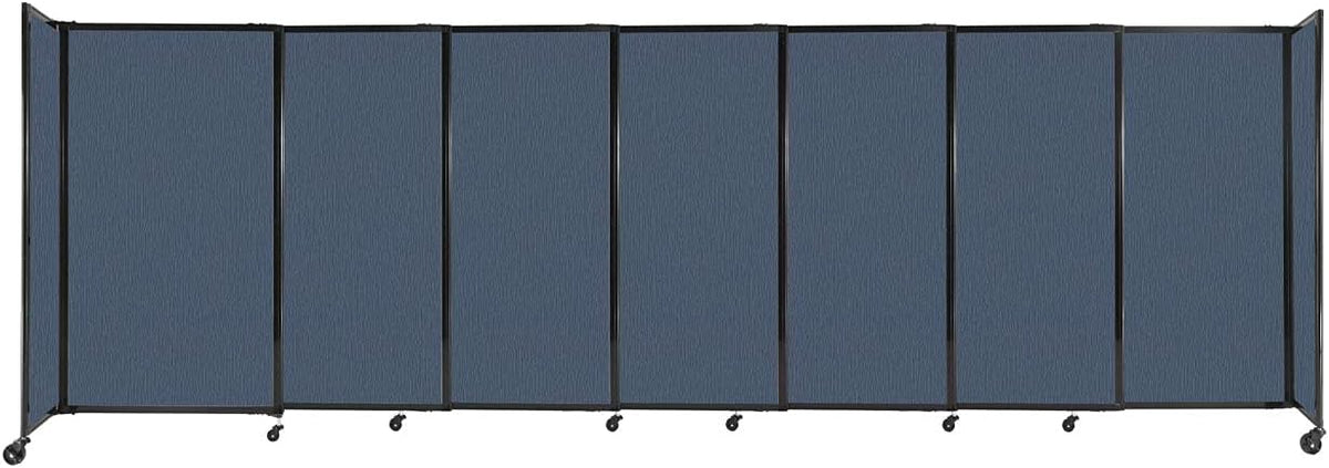 Versare Straightwall Sliding Portable Wall Partition | Freestanding Office Dividers | Locking Wheels | Temporary Room Separator | 15'6'' Wide x 5' Tall Ocean Fabric Panels
