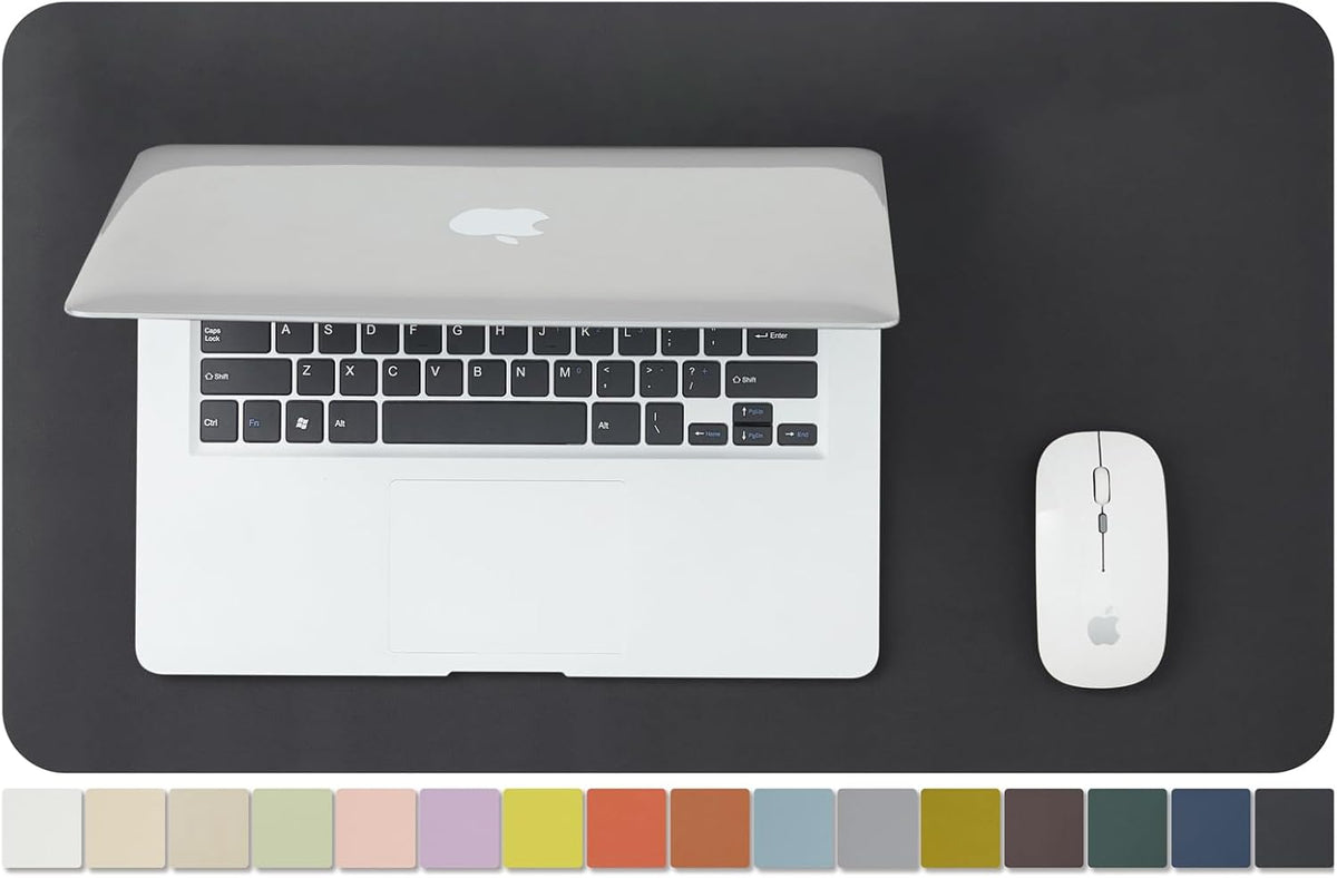 Leather Desk Mat - Small Non-Slip PU Desk Pad for Office and Home - Desk Organization and Accessories - Ideal for Large Mouse Pad and Small Desk Mats on Top of Desks (Black,23.6"x 13.8")