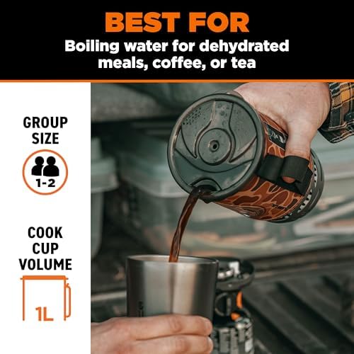Jetboil Flash Portable Fast Boil Stove for Camping and Backpacking with 1-Step Auto Ignition, Propane/Isobutane Burner with Cooking Cup