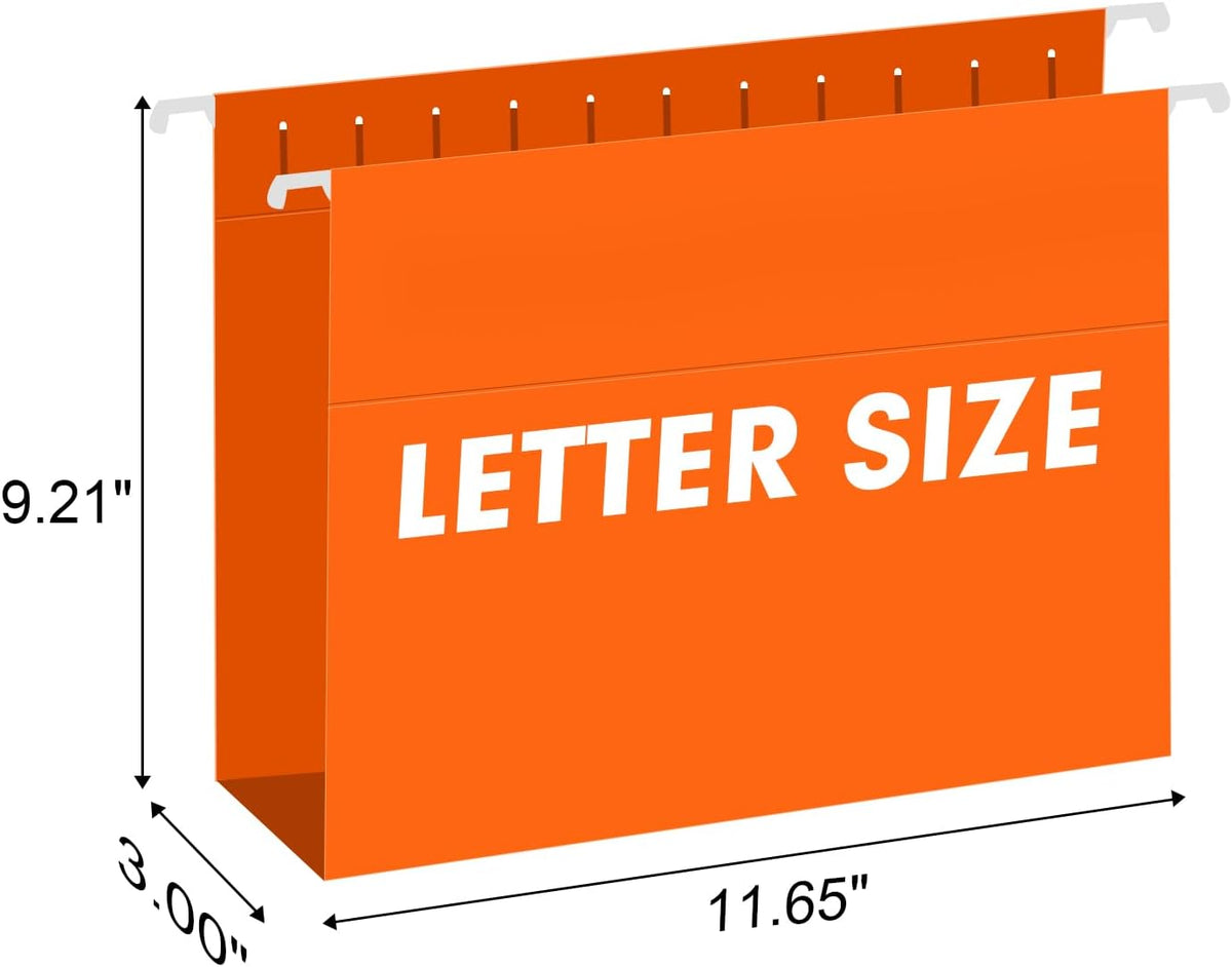 Extra Capacity Hanging File Folders, RAZCC 60 Pack Letter Size Reinforced Hanging Folders with Heavy Duty 3 Inch Expansion for Bulky Files, Filing Cabinet, Adjustable Tabs, Assorted Colors