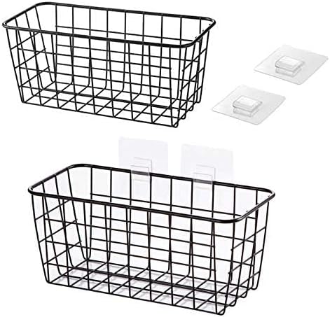 2 Set Hanging Wall Basket Organizer Over the Cabinet Door Wire Baskets
