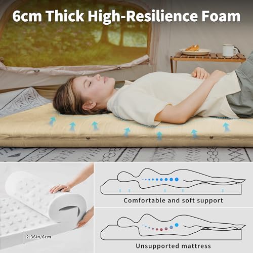 Naturehike Connectable Self Inflating Sleeping Pad, 2.36" Memory Foam Camping Pad, Backpacking Camping Mattress Pad for Tent, Travel, Car, Hammock