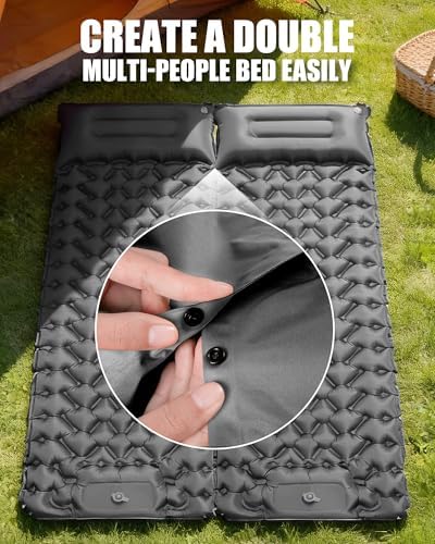 AKSOUL Camping Sleeping Pad Inflatable: Self-Inflating Compact Ultralight Air Mattress Lightweight Pad for Camping Hiking Backpacking Gray