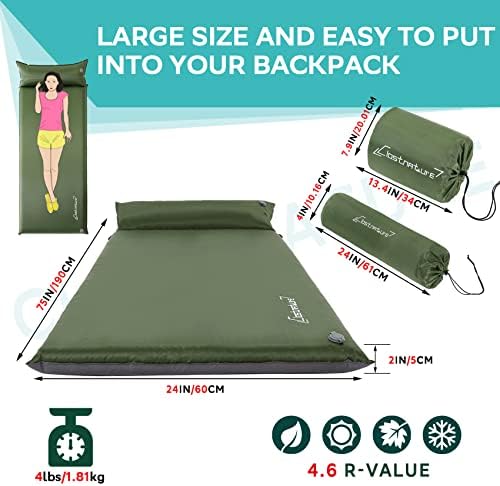 Clostnature 2in Lightweight Self Inflating Sleeping Pad for Camping